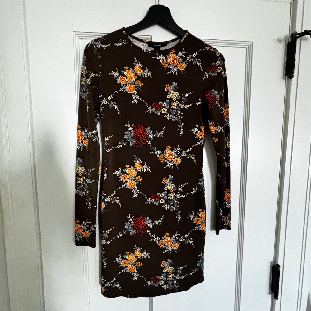 Forever 21 Floral Bodycon Dress Long Sleeve Size Small